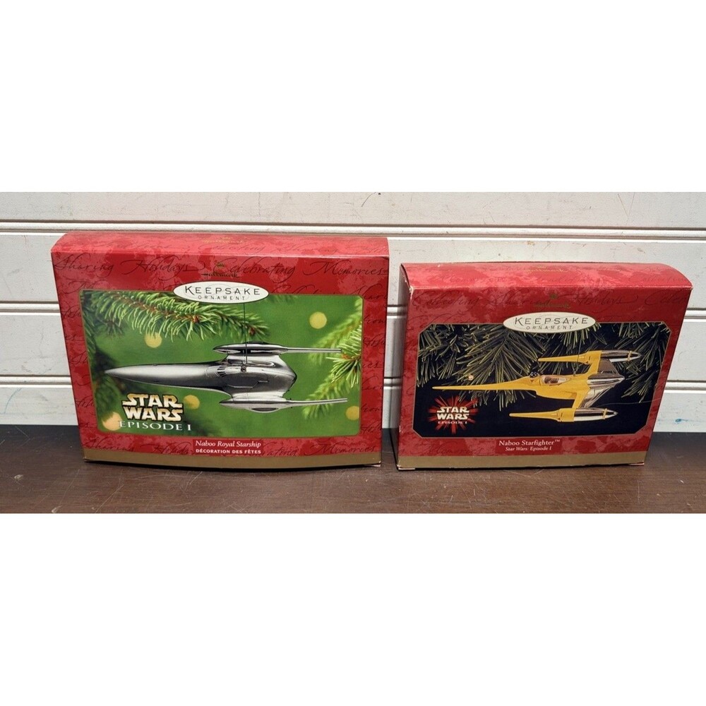 Hallmark 2001 Naboo Royal Starship & Naboo Starfighter Star Wars Episode 1